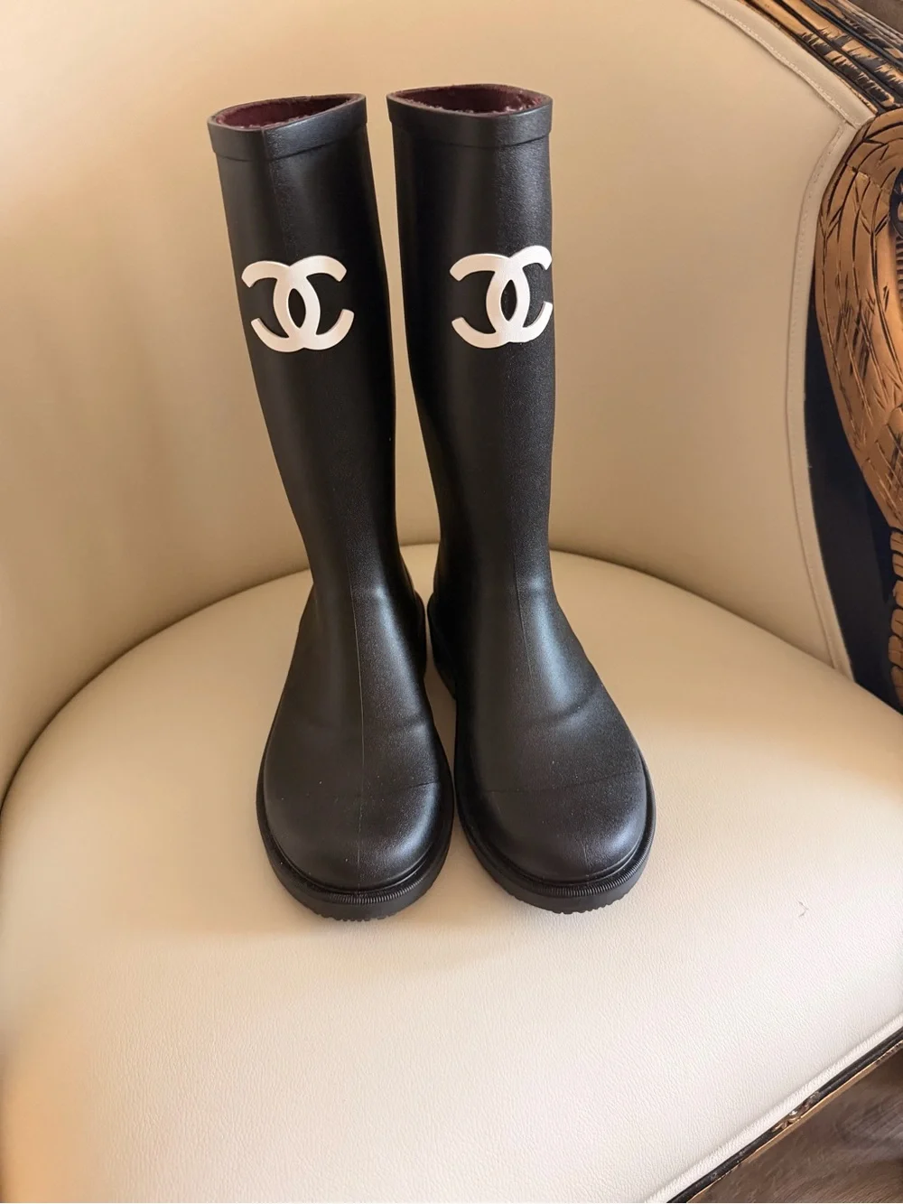 Chanel Knee Boot with Burgundy Interior